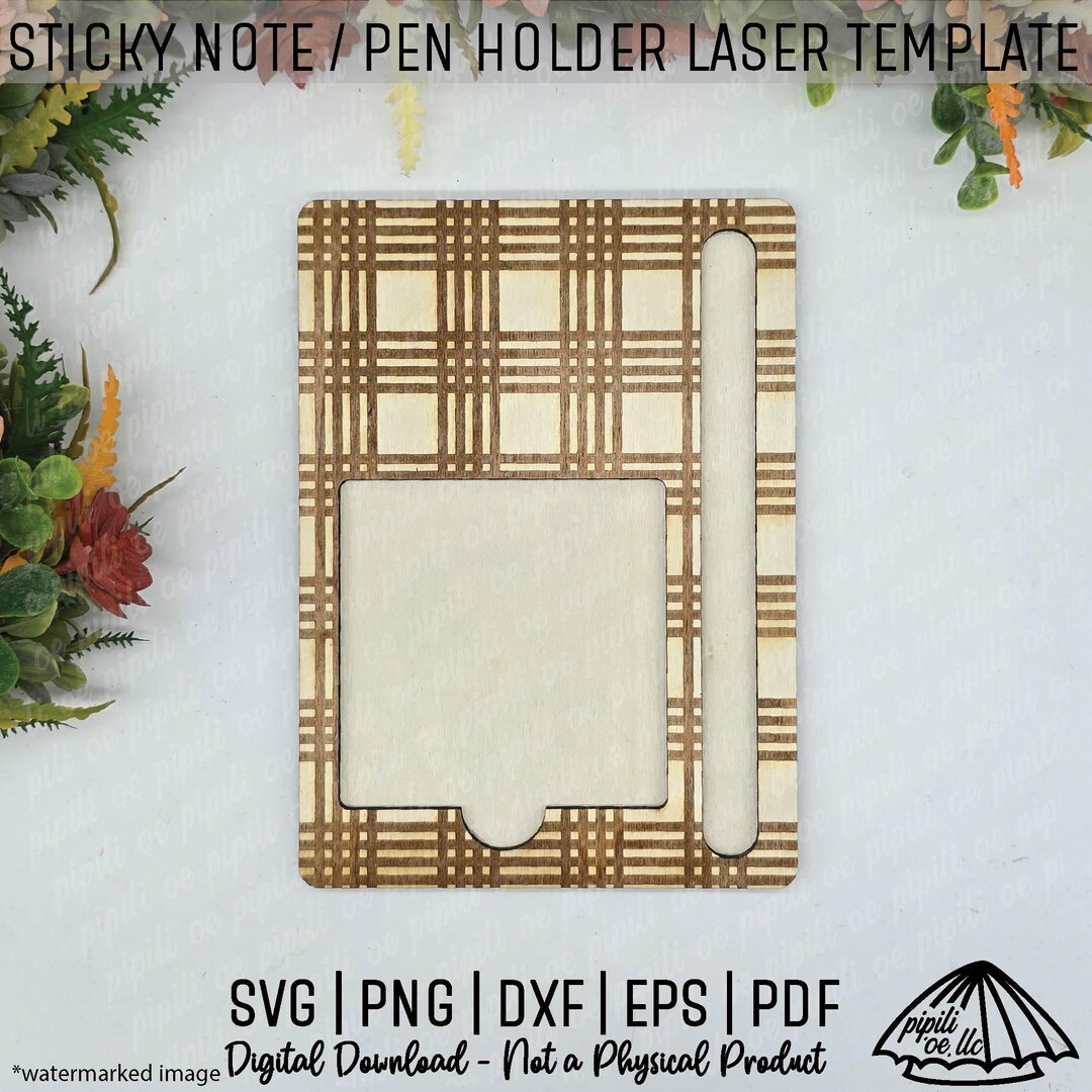 Sticky Note and Pen Holder Laser Cutter Template - Palaka Pattern ...