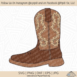 Cowboystiefel mit Puakenikeni Lei Stitching SVG - Cowboy Boot SVG - Puakenikeni Lei SVG - Digital Download - Blume SVG - Boot Clip Art