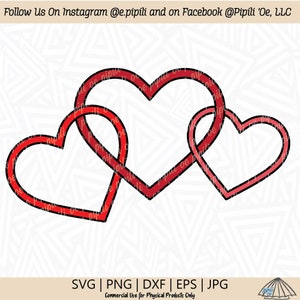 Corazones interconectados SVG - Corazón SVG - Forma de corazón SVG - Descarga digital - Corazón png - Imágenes prediseñadas del corazón - Amor svg - Enlaces cardíacos Svg - Dxf
