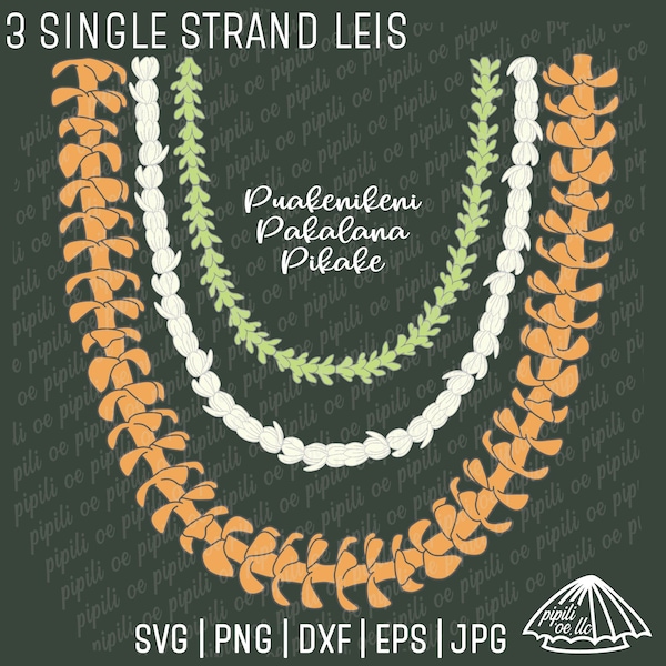 3 Single Strand Lei SVG - Puakenikeni Lei SVG - Laser Engraving - Pikake Lei Svg -  Floral Design SVG - Hawaii Flower Svg - Pakalana Svg