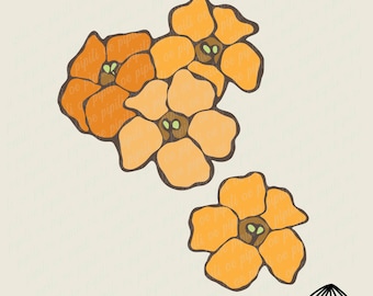 Puakenikeni Block Print SVG - Puakenikeni Flower SVG - Block Print
