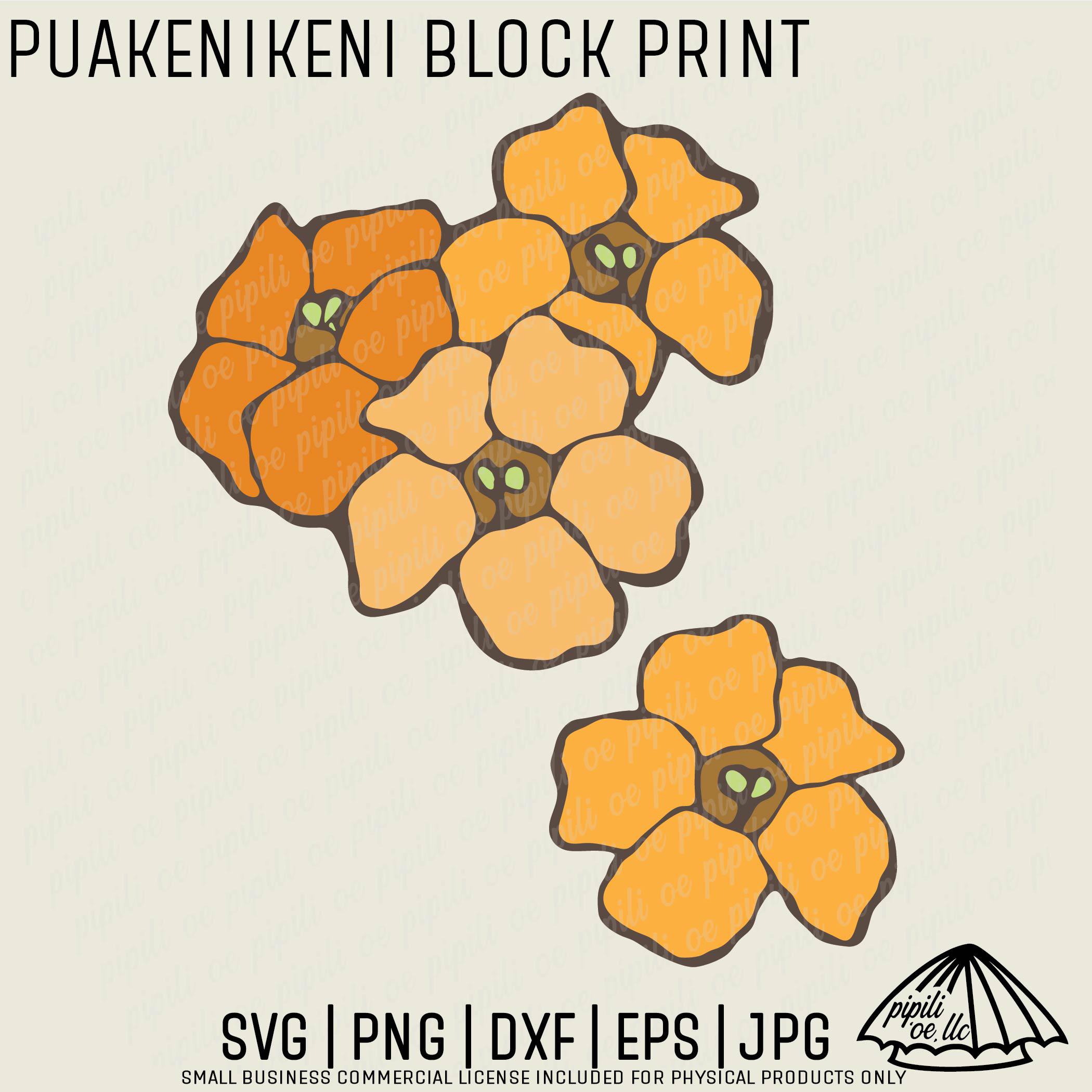 Puakenikeni Block Print SVG - Puakenikeni Flower SVG - Block Print