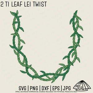 2 Ti Leaf Lei Twist SVG - Ti-Leaf Lei Design pour chemises - Clip Art Ti feuille - gravure laser - Lei hawaïen PNG - Lei impression JPG - Hawaii Lei