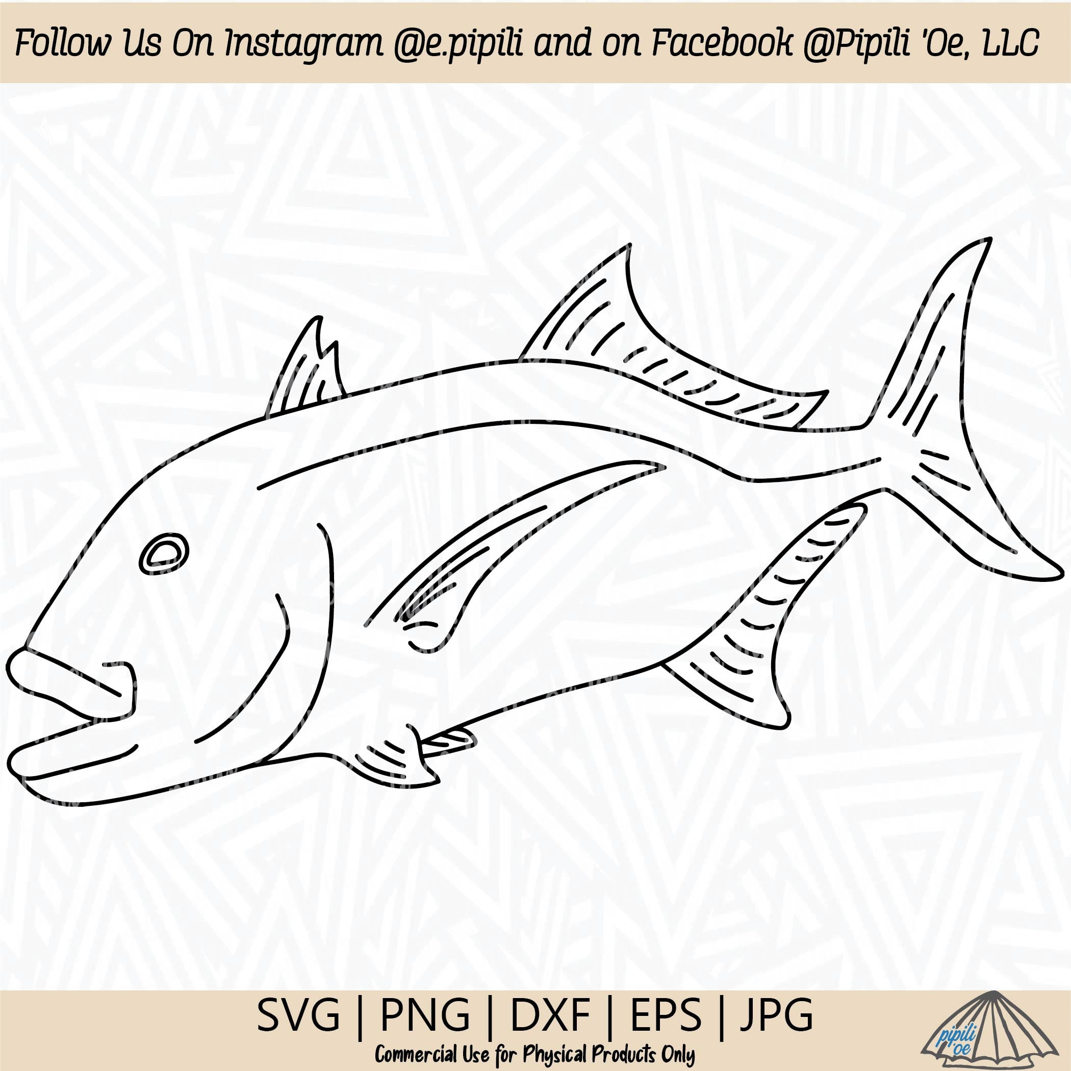 Ulua Line Art - Giant Trevally SVG - Fish SVG - Ulua SVG - Giant Trevally svg - Fish Line Art svg - Fish png - Ulua Clip Art - Ulua Cut File