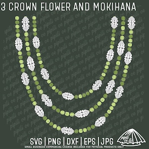 Crown Flower and Mokihana Lei SVG - Crown Flower Lei SVG - Mokihana Lei SVG - Laser Engraving - Lei Strand Svg - Lei Svg Design for T-Shirts