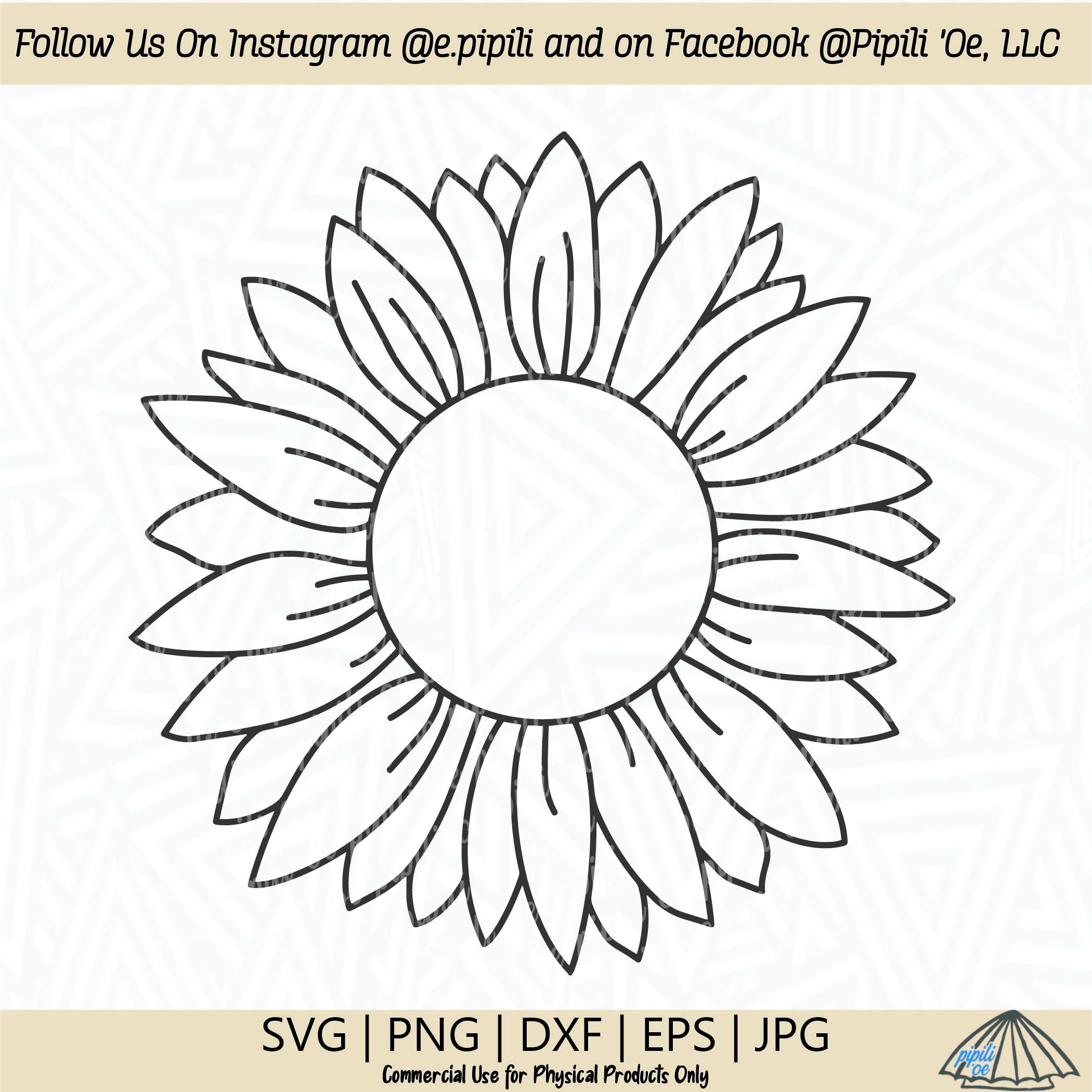 Sunflower Drawing SVG Flower SVG Sunflower SVG Digital Etsy