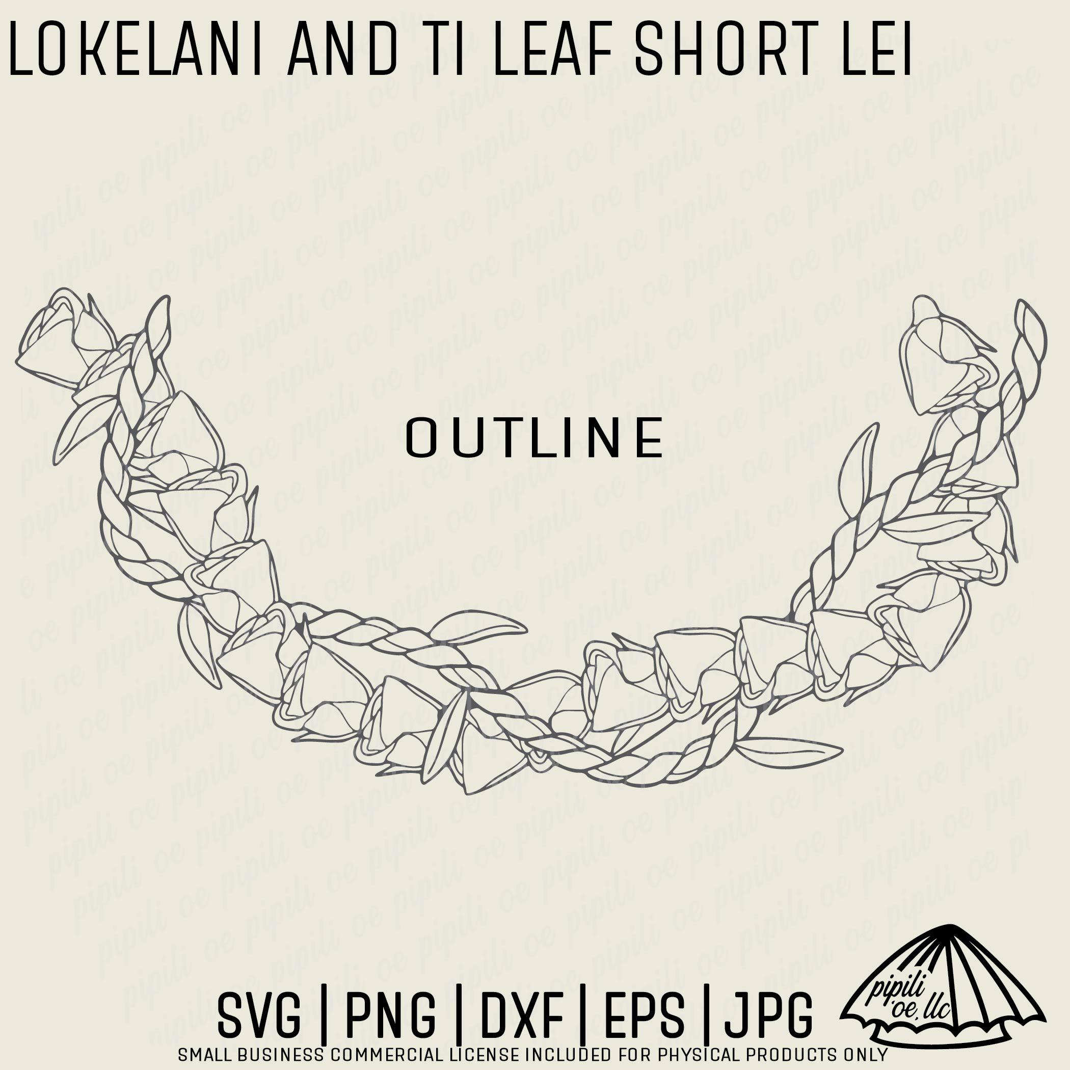 Lokelani and Ti Leaf Short Lei SVG - Lokelani SVG - Ti Leaf Lei Clip ...