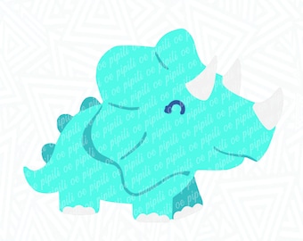 Blue Triceratops SVG - Dinosaur SVG - Digital Download - Dinosaur Clip Art - Kids Design PNG - Wall Decor Svg - Cute Dinosaur Svg - Dxf