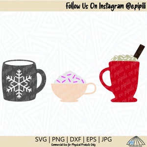 Cacao caliente SVG - Tazas de cacao caliente SVG - Tazas de cacao caliente SVG - Clip de cacao caliente - Cacao caliente Png - Chocolate caliente Svg - Descargar digital