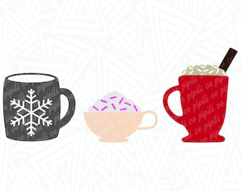 Hot Cocoa SVG - Hot Cocoa Mugs SVG - Hot Cocoa Cups SVG - Hot Cocoa Clip Art - Hot Cocoa Png - Hot Chocolate Svg - Digital Download