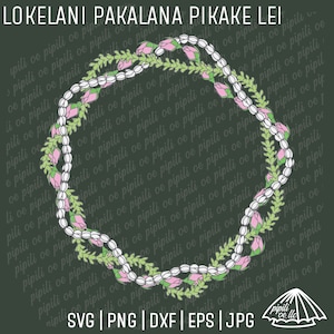 Lokelani Pakalana Pikake Lei Circle Frame SVG-Lokelani Lei SVG-Pakalana Lei SVG-Digital Download-Pikake clipart-Hawaje Lei Frame
