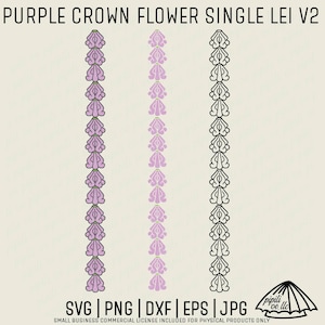 Purple Crown Flower Single Strand Lei V2 SVG - Crown Flower Lei SVG - Pua Kalaunu SVG - Hawaiian Lei Svg - Laser Engraving - Sublimation Png