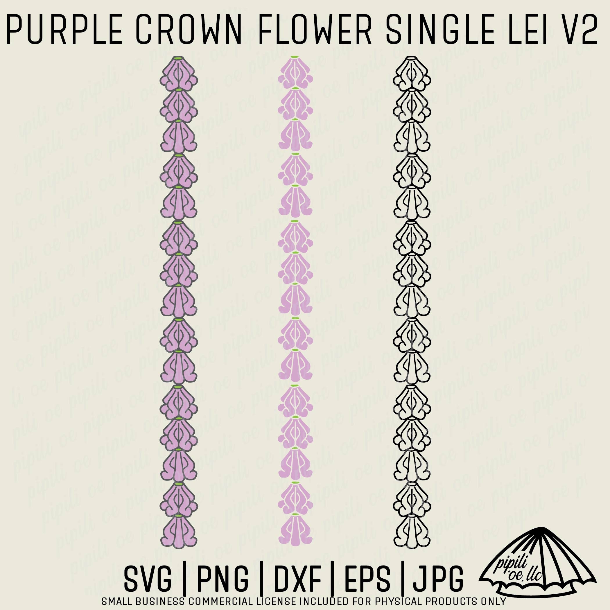 Purple Crown Flower Single Strand Lei V2 SVG - Crown Flower Lei SVG - Pua Kalaunu SVG - Hawaiian Lei Svg - Laser Engraving - Sublimation Png