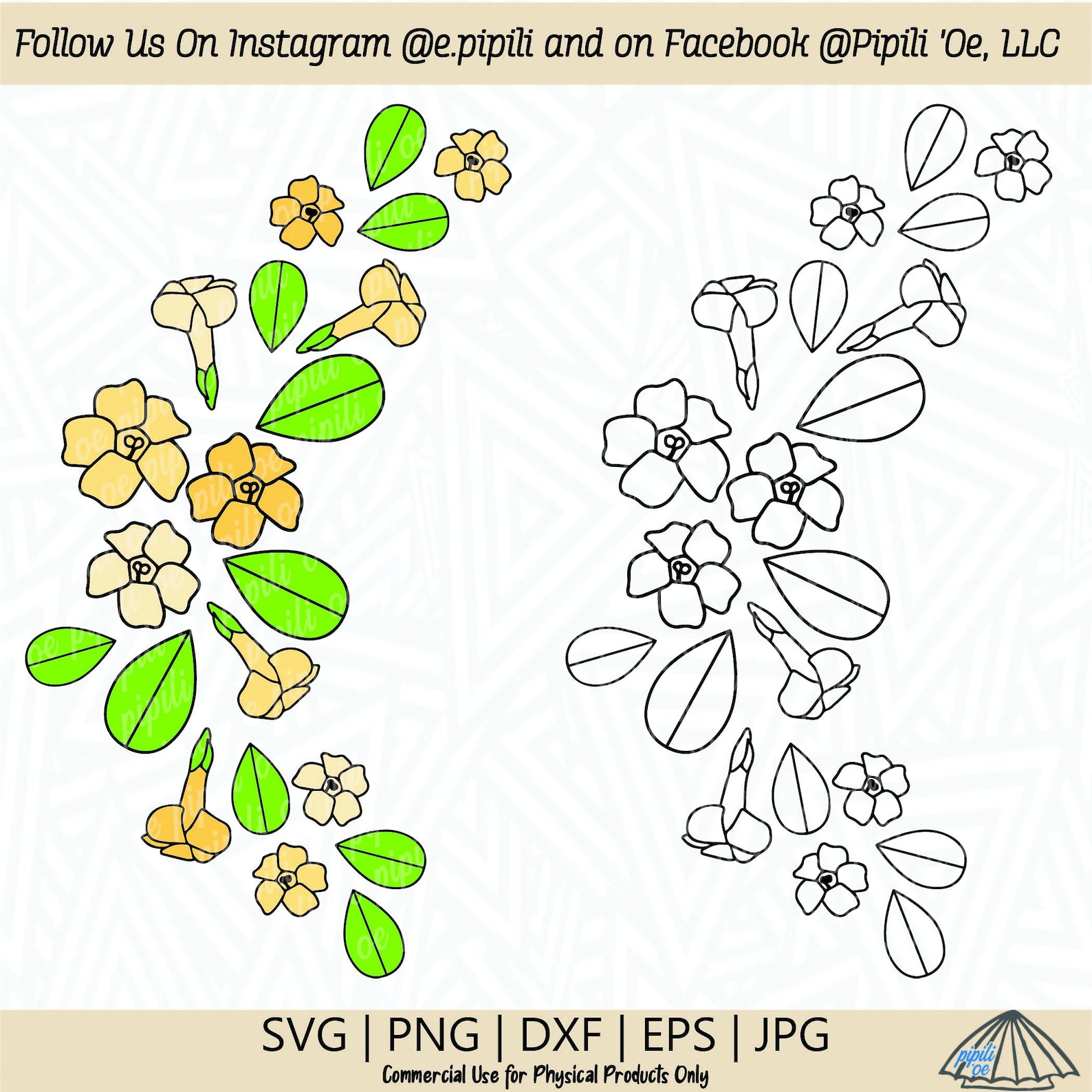 Puakenikeni Flower Flourish SVG Puakenikeni SVG Hawaii Etsy Canada