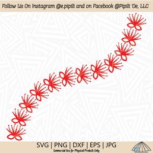 Ohia Flower Lei Curved SVG - Ohia Flower Frame Clip Art - Digital Download - Hawaii Flower SVG - Circle Frame Png - Ohia Lehua Svg - Dxf