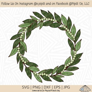 Maile and Mokihana Lei Circle Frame SVG - Digital Download - Maile Lei SVG - Mokihana Lei SVG - Circle Frame Clip Art - Hawaii Lei Png - Dxf