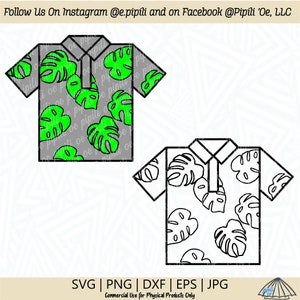 Camisa estampada Monstera Aloha SVG - Camisa Monstera SVG - Camisa Aloha SVG - Download digital - Havaí Svg - Camisa havaiana Svg