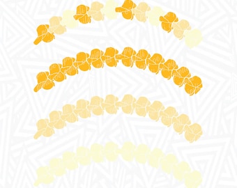 プアケニケニ フラワー レイ カーブ SVG - 花 SVG - プアケニケニ SVG - ハワイ SVG - レイ SVG - デジタル ダウンロード - 花のクリップ アート - 植物 SVG