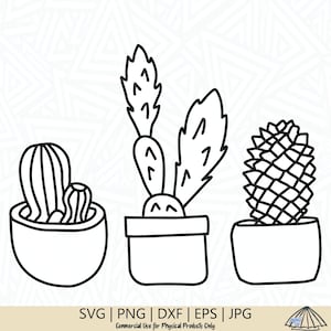 Cactus pequeño SVG - Cactus SVG - Planta en maceta svg - Planta de interior svg - Cricut - Silueta - Descarga digital - Pequeñas plantas clip art