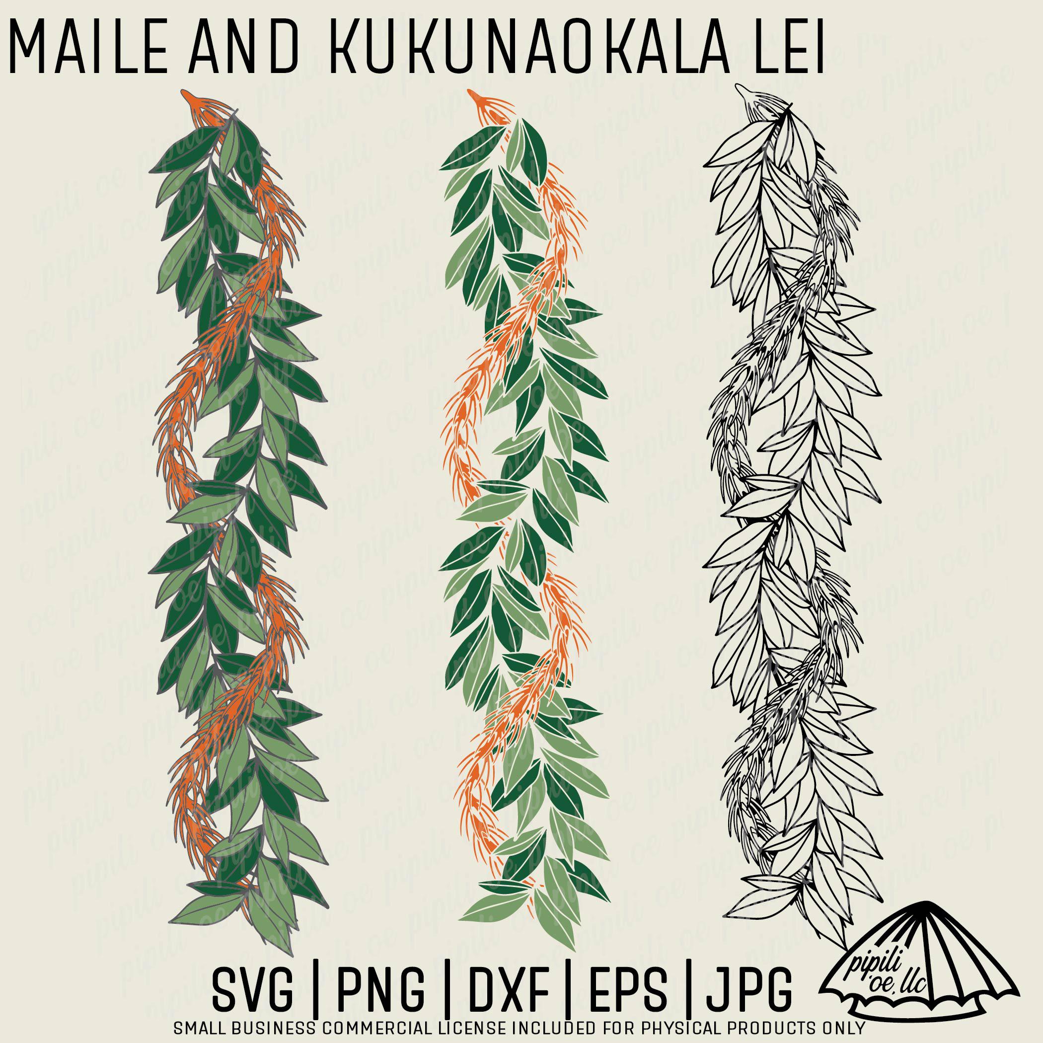 Maile and Kukunaokala Lei Section SVG - Rays of the Sun Lei
