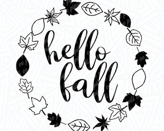 Hello Fall SVG - Fall SVG - Fall Leaves SVG - Digital Download - Leaf Frame Svg - Hello Fall Leaves Svg - Fall Png - Fall Phrase Svg