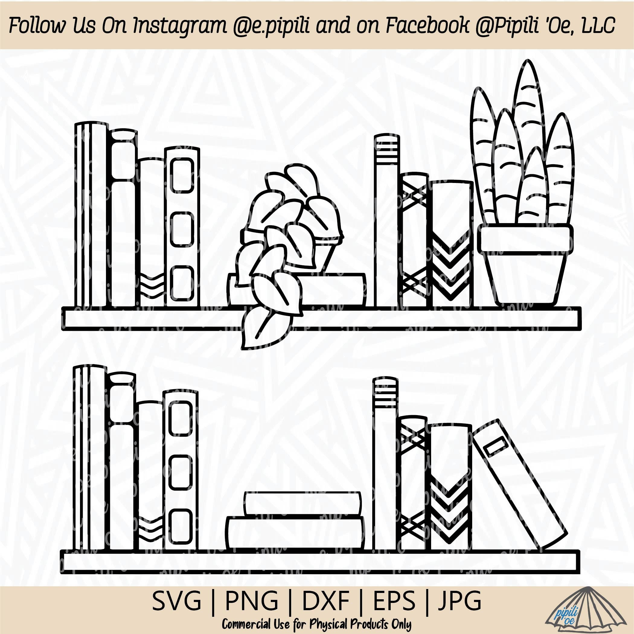Book Shelves SVG - Book SVG - Digital Download - Books Clip Art - Book Stack Svg - Book Clip Art - Book Shelves Png - Home Decor Svg - Dxf