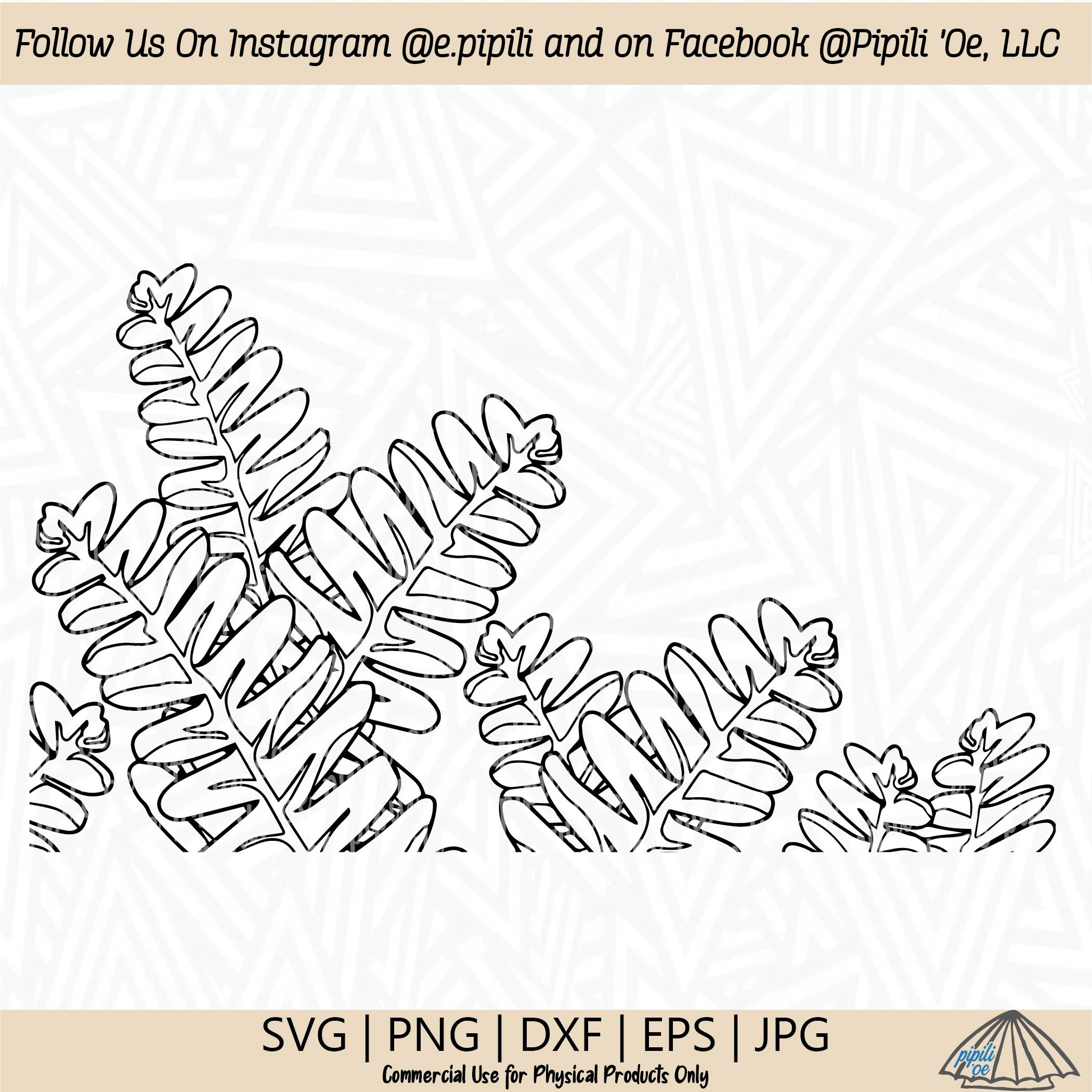 Kupukupu Fern Framed Color SVG - Fern SVG - Plant SVG