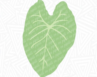 Puede incluir: Una hoja verde con una forma única, que se asemeja a una planta de monstera. La hoja está aislada sobre un fondo blanco con un patrón repetitivo de triángulos.