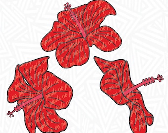 Flores de Hibisco SVG - Hibiscus Clip Art - Descarga Digital - Flor de Hibisco Png - Flor de Hawaii Svg - Flor Tropical Svg - Láser Svg