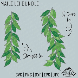 Maile Lei Bundle SVG - dessins SVG Hawaii - gravure Laser - Lei hawaïen SVG - Lei Strand Svg - Maile Lei Clip Art - feuille Svg - Lei Svg
