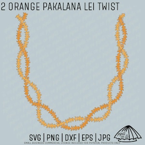 2 Orange Pakalana Lei Twist SVG - Pakalana Lei SVG - Pakalana Clip Art - Incisione laser - File di taglio Lei per magliette - PNG floreale digitale