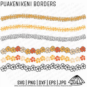 Puakenikeni Borders SVG - Puakenikeni Lei - Puakenikeni Flowers SVG - Floral Border SVG - Laser Engraving - Hawaiian Lei Design - Clip Art