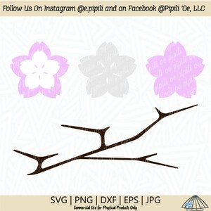 Kirschblüten und Zweig SVG - KirschblüteN SVG - Sakura Blume SVG - Digital Download - Kirschblüte Png - Kirschblüte Dxf