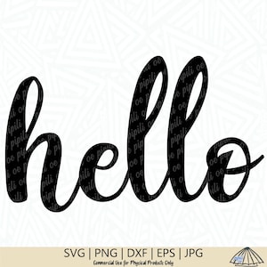 Hello SVG Cursive Hello SVG Hello Cut File Hello PNG Hello dxf Hello Cut File Cricut Silhouette Cut Files image 1