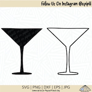 May include: Two black outline illustrations of martini glasses. The glasses are empty and have a classic shape.
