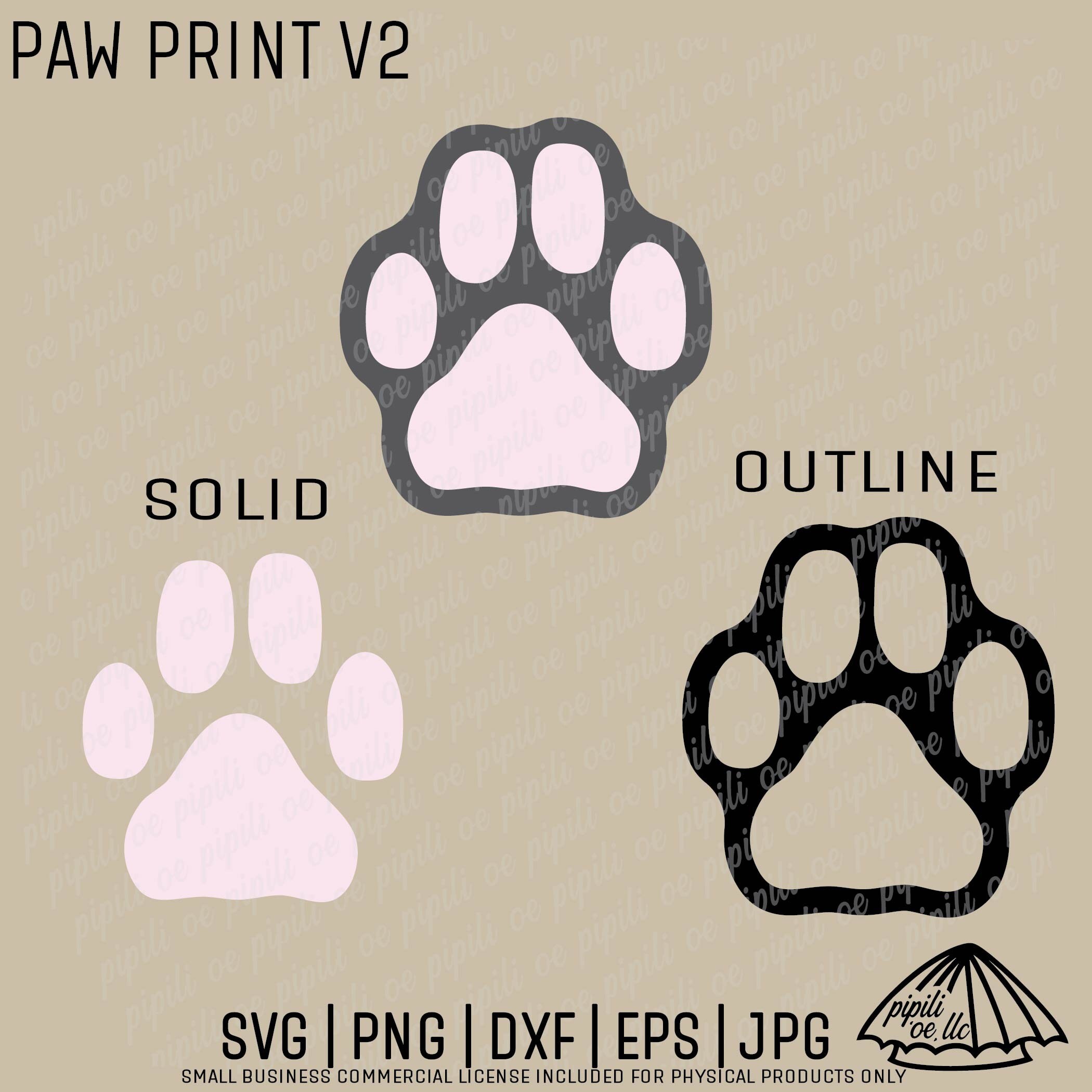 Paw Print V2 SVG - Layered Paw File - Laser Engraving - Paw Print Clip Art - Toe Beans SVG - Sublimation Paw Print Design - Vector Clip Art