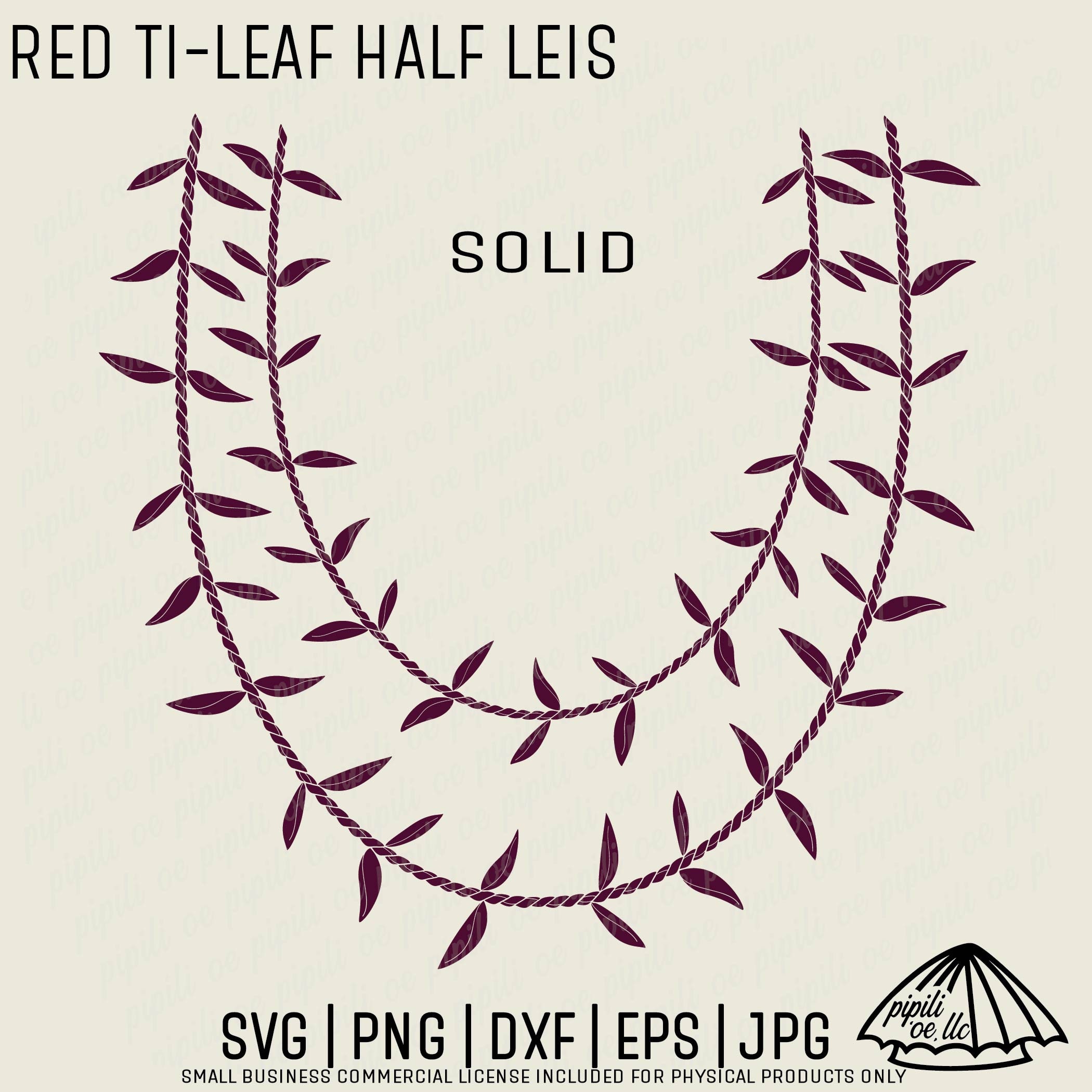 Red Ti-leaf Half Leis SVG - Lei Lāʻī SVG - Hawaiian Lei SVG