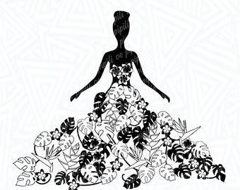 Tropical Lady Mandala SVG - Tropical Lady Zentangle SVG - Mandala Clip Art - Mandala Cut File - Digital Download - Cricut - Silhouette