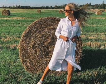 PURE LINEN DRESS Emma, pure linen dress, summer linen dress, 100% linen, white linen, womens linen dress, white dress,