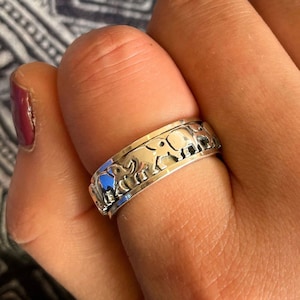 Sterling Silver Elephant Spinner Ring: Good Luck Jewelry