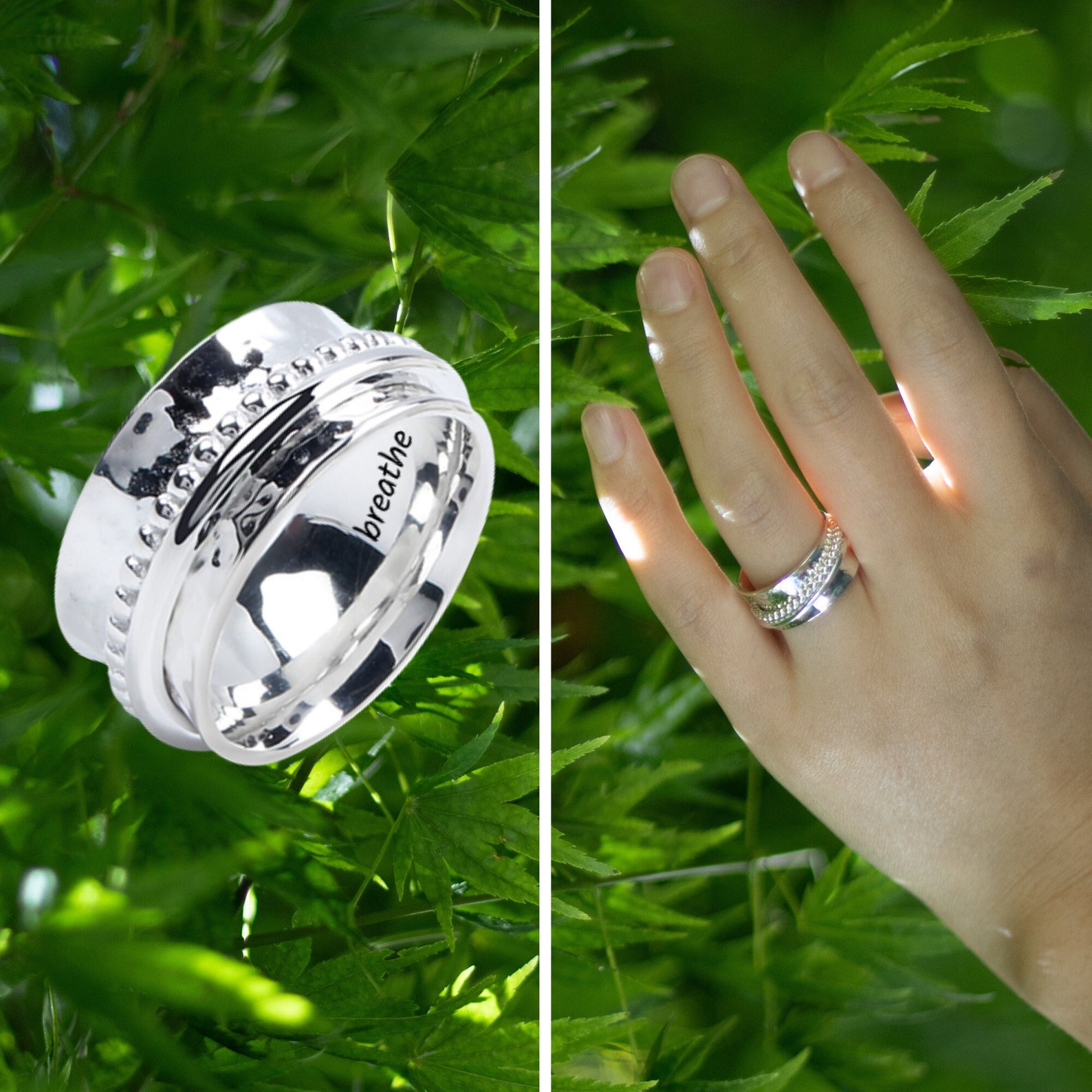 Just Breathe Spinner Ring voor Vrouwen Meisjes 925 Sterling Zilver Paardebloem Fidget Ringen voor Angst Stress Verlichting ADHD Autisme Ringen