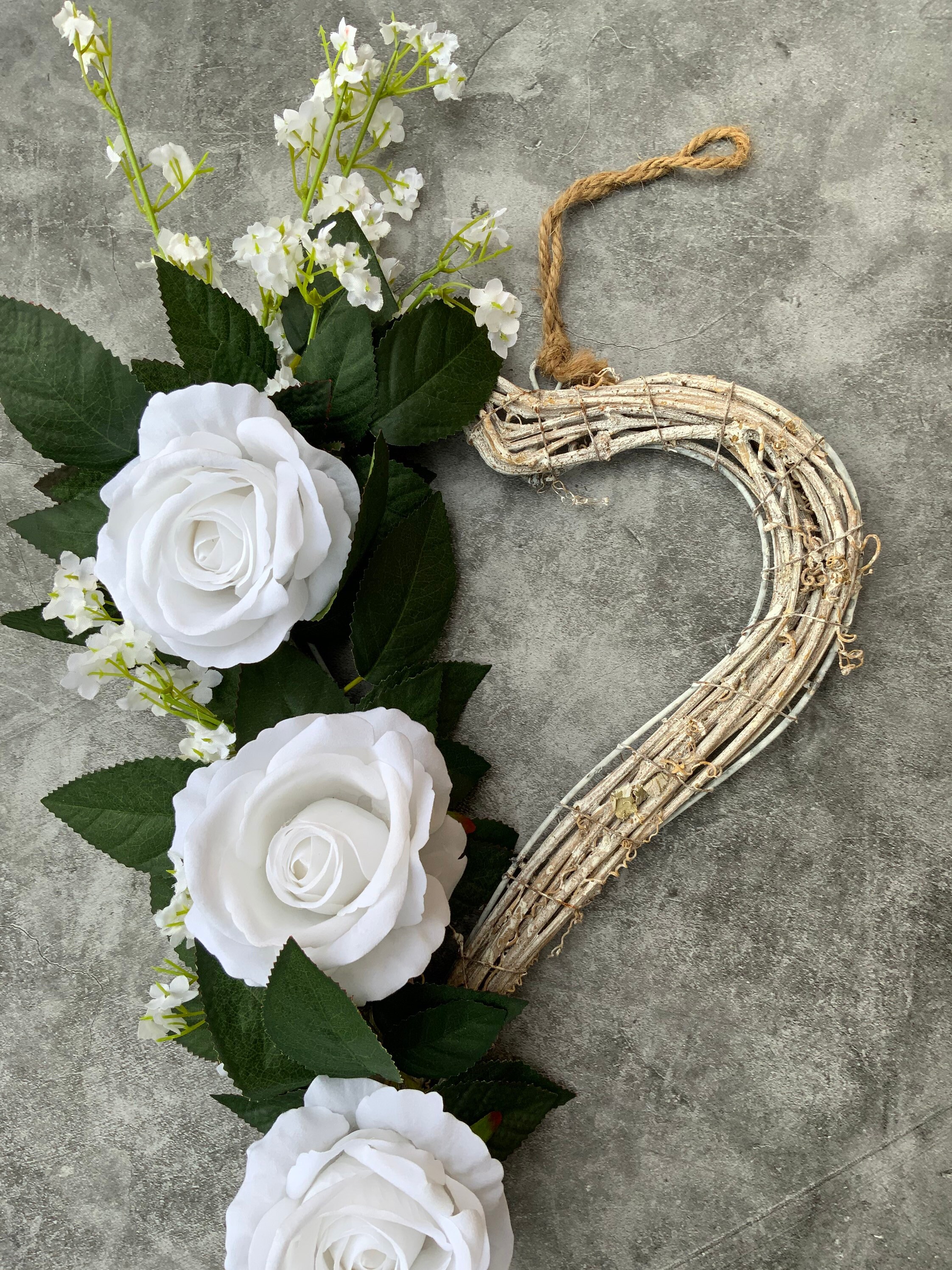 White Heart roses green foliage rose leaf door wall decor Etsy.de