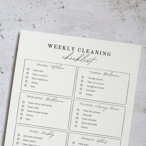 Editable Weekly Cleaning Checklist • Minimalist Cleaning Schedule • Printable Cleaning To Do List • Customizable Weekly Cleaning Planner