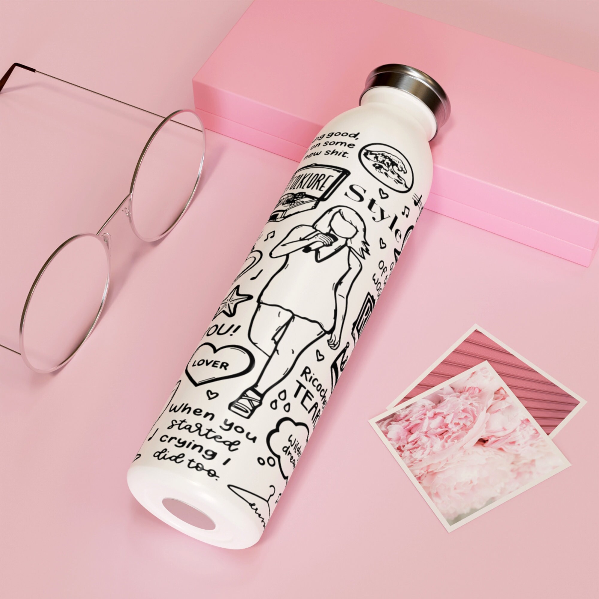 Slim Water Bottle Taylor Swift Bottles Bottles & Tumblers Etsy