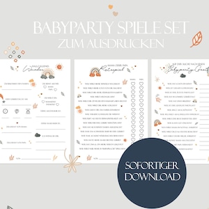 Babyshower Spiel zum Ausdrucken Babyparty Tippkarten Baby Ratespiel Babyparty Ratekarten 3er Set Regenbogen Babyparty Spiel Sofort Download