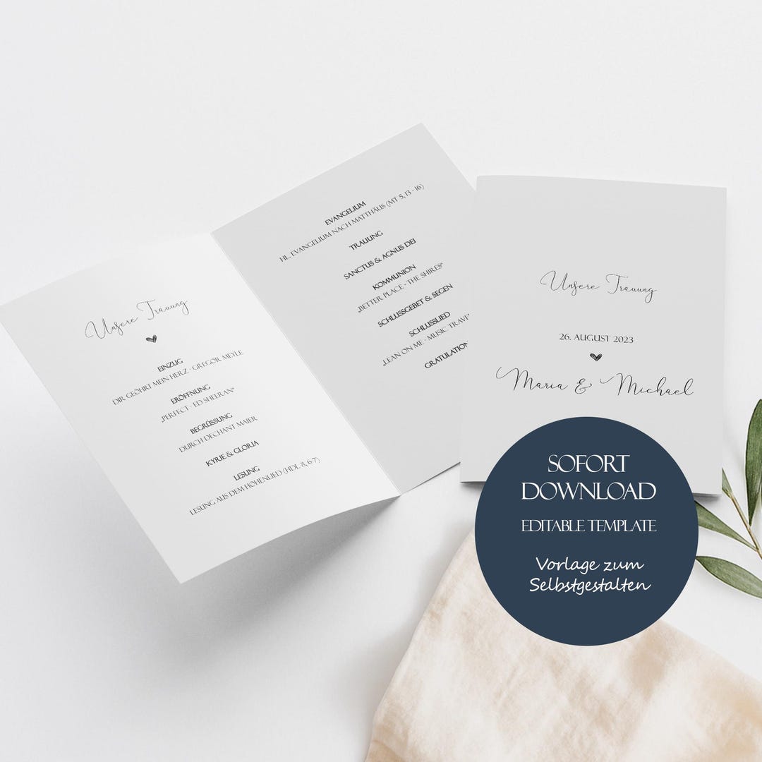 Church Booklet, Elegant Template, Program Booklet, Modern Wedding ...