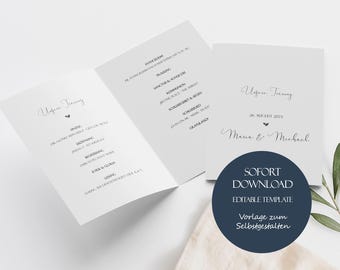 Church booklet, elegant template, program booklet, modern wedding program, printable program, Catholic Wedding Program Template Download
