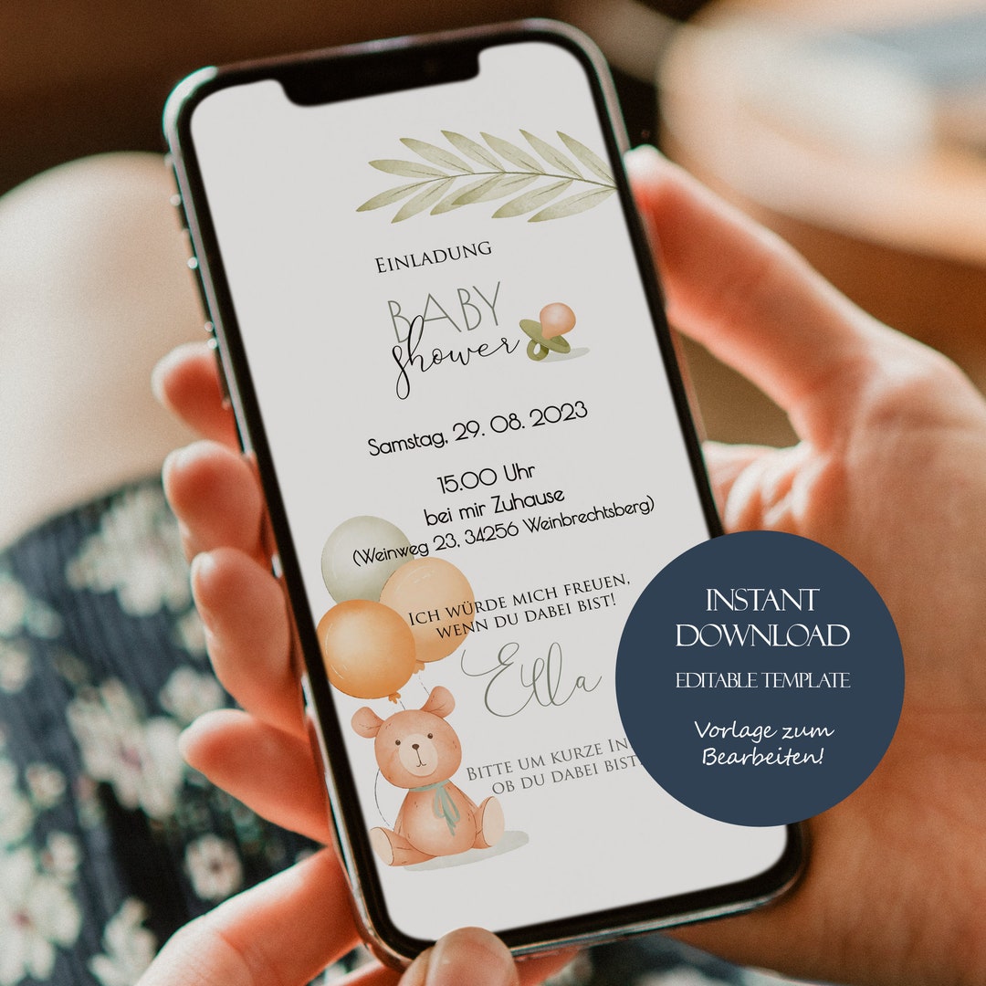 Digital Baby Shower Invitation Personalizable Ecard Baby Party