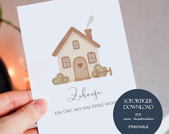Housewarming card, new home gift postcard, moving PDF, homeownership gift card, new home printable A6 housewarming card download