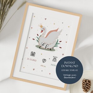 Tablero de nacimiento de niña, póster de nacimiento para imprimir, anuncio de nacimiento, fechas de nacimiento, tablero de hitos personalizado, regalo para bebé, descargar
